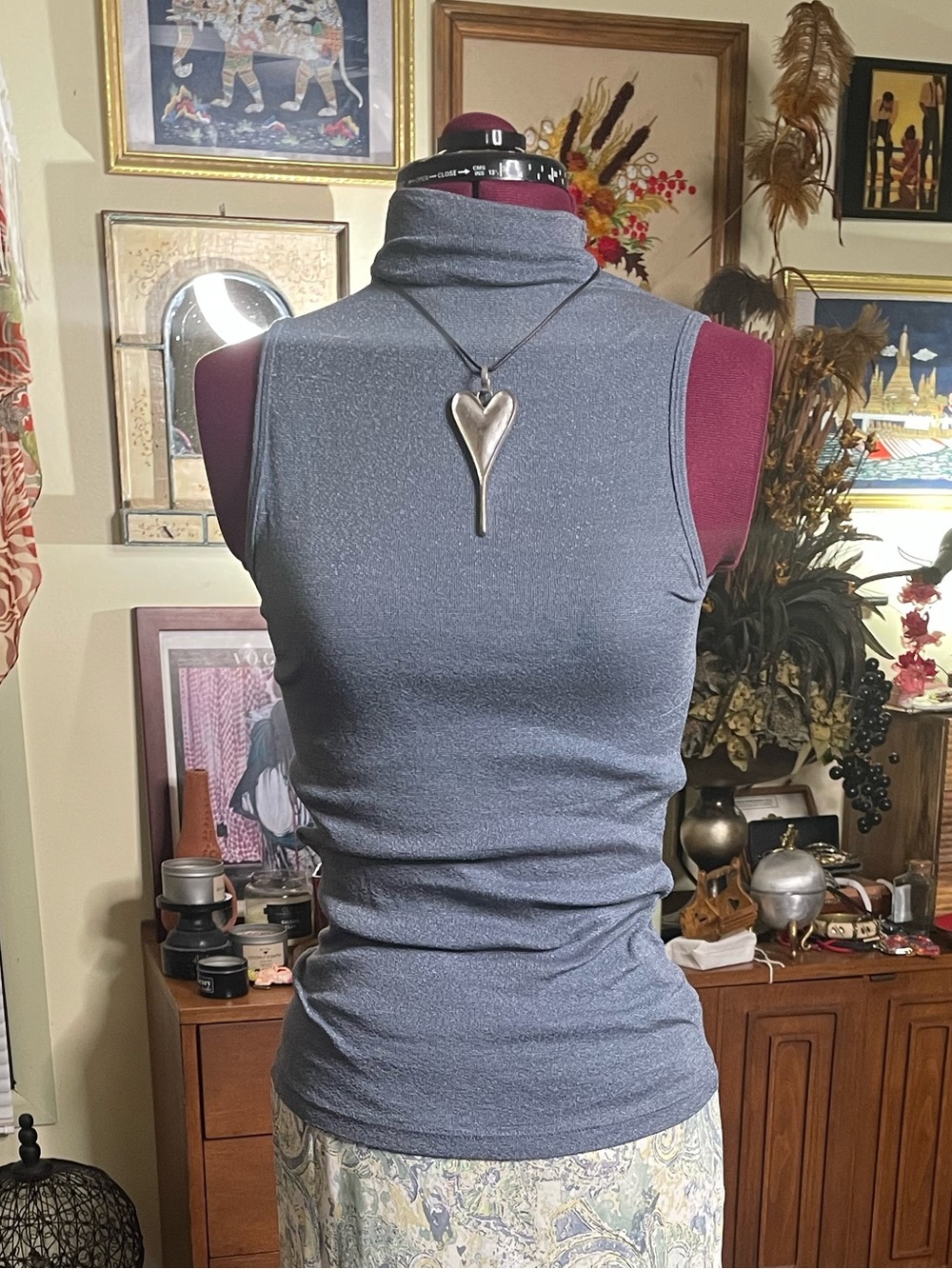Michael Stars Sleeveless stretchy Turtleneck Tank Top - blue shimmer Gray